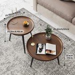 Mid Century Modern Round Walnut Coffee Table Set