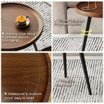 Mid Century Modern Round Walnut Coffee Table Set