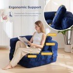 MAXYOYO L-Shaped Sofa Bed with Pillow, Navy