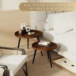 Mid Century Modern Round Walnut Coffee Table Set