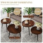 Mid Century Modern Round Walnut Coffee Table Set