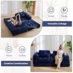 MAXYOYO L-Shaped Sofa Bed with Pillow, Navy