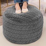 Boho Round Pouf Ottoman for Home Decor