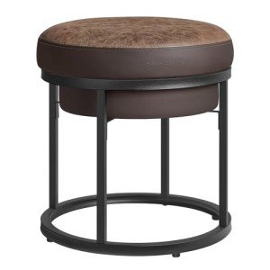 Versatile Round Ottoman with Reversible Top - Walnut