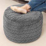 Boho Round Pouf Ottoman for Home Decor