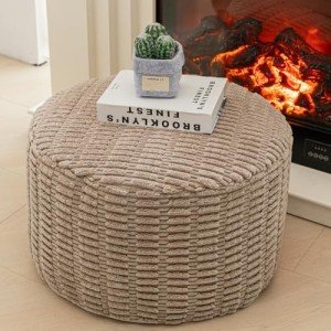 Modern Round Pouf Ottoman for Living Room Decor