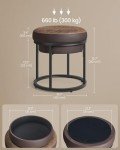 Versatile Round Ottoman with Reversible Top - Walnut