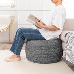 Boho Round Pouf Ottoman for Home Decor
