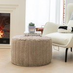 Modern Round Pouf Ottoman for Living Room Decor