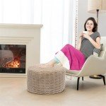 Modern Round Pouf Ottoman for Living Room Decor