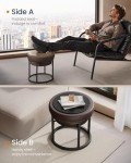 Versatile Round Ottoman with Reversible Top - Walnut
