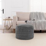 Boho Round Pouf Ottoman for Home Decor