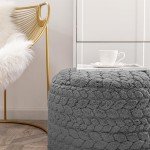 Boho Round Pouf Ottoman for Home Decor