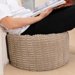 Modern Round Pouf Ottoman for Living Room Decor