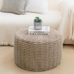 Modern Round Pouf Ottoman for Living Room Decor