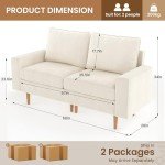 Beige Velvet 66'' Modern Loveseat Sofa