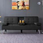 Convertible Folding Futon Loveseat Sofa Bed with Cup Holders