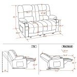 MCombo 55.9" Electric Loveseat Recliner with USB