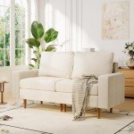 Beige Velvet 66'' Modern Loveseat Sofa