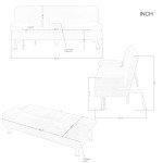 Convertible Folding Futon Loveseat Sofa Bed with Cup Holders