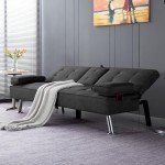 Convertible Folding Futon Loveseat Sofa Bed with Cup Holders