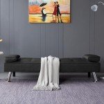 Convertible Folding Futon Loveseat Sofa Bed with Cup Holders
