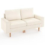 Beige Velvet 66'' Modern Loveseat Sofa