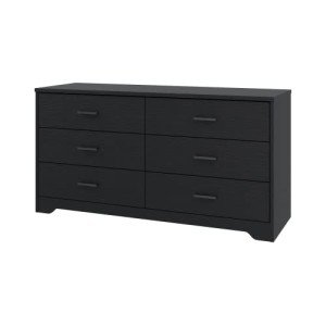 Black 6-Drawer Modern Wooden Dresser Organizer