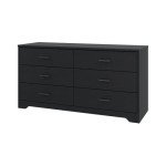 Black 6-Drawer Modern Wooden Dresser Organizer