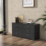 Black 6-Drawer Modern Wooden Dresser Organizer