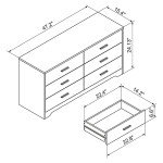 Black 6-Drawer Modern Wooden Dresser Organizer