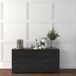 Black 6-Drawer Modern Wooden Dresser Organizer