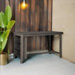 Caitbrook Rustic Counter Height Dining Table - Dark Gray