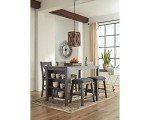 Caitbrook Rustic Counter Height Dining Table - Dark Gray