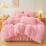 Pink Fluffy Faux Fur Comforter Set – Queen