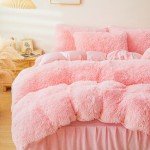 Pink Fluffy Faux Fur Comforter Set – Queen
