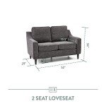 Charcoal Upholstered Loveseat - Modern Living Room Sofa