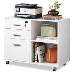 White 3-Drawer Locked File Cabinet with Shelves