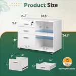 White 3-Drawer Locked File Cabinet with Shelves