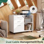 White 3-Drawer Locked File Cabinet with Shelves