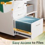 White 3-Drawer Locked File Cabinet with Shelves