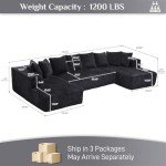 Luxury Black 131" Modular Sectional Couch
