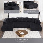Luxury Black 131" Modular Sectional Couch