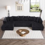 Luxury Black 131" Modular Sectional Couch