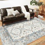 Retro Boho Chic Medallion Washable Area Rug 5x7