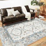 Retro Boho Chic Medallion Washable Area Rug 5x7