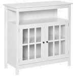 HOMCOM White Sideboard Buffet Cabinet with Glass Doors