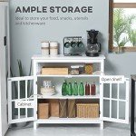 HOMCOM White Sideboard Buffet Cabinet with Glass Doors