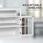 HOMCOM White Sideboard Buffet Cabinet with Glass Doors
