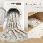 Aqua Multi 9x12 Washable Boho Area Rug